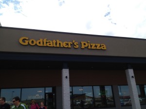 Outside of Godfather's Pizza.